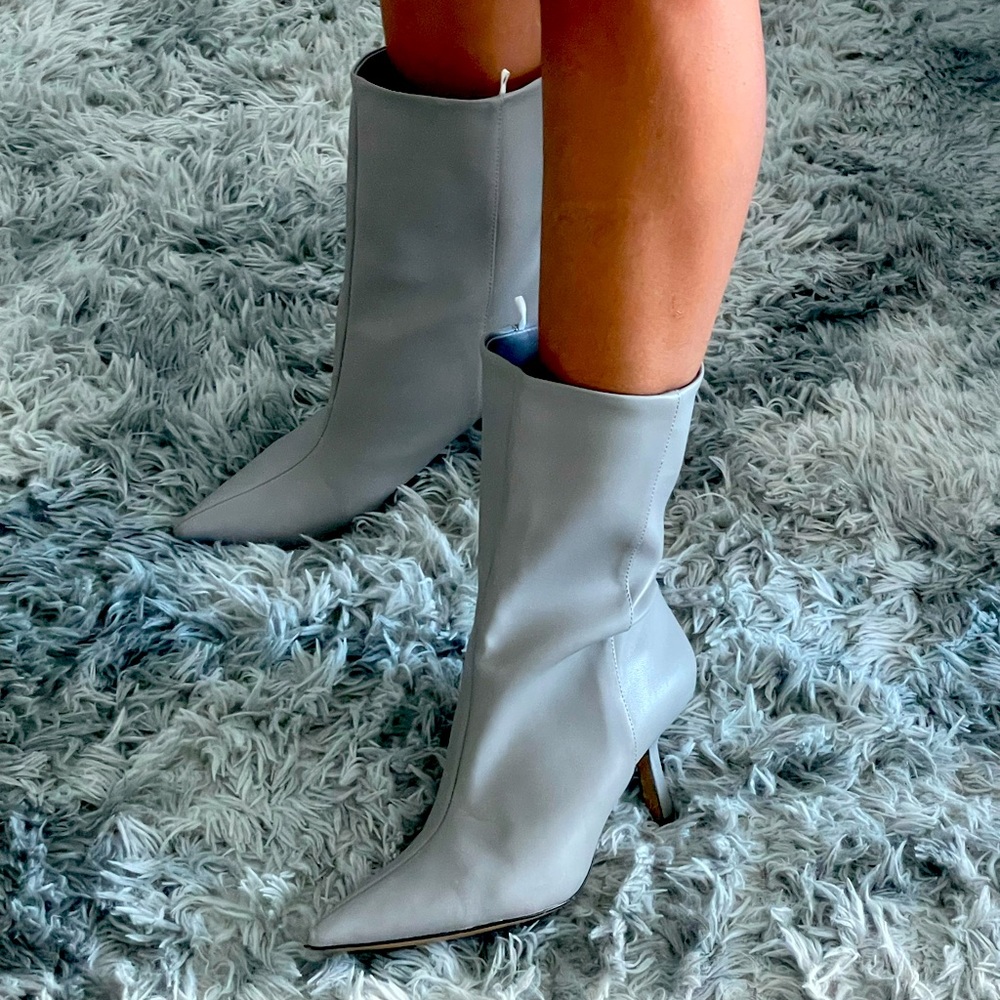 Beautiful grey leather boots